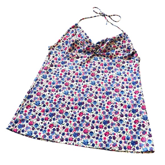 Vintage 70s JCPenney Floral Halter Top Made in USA Bathing Swimsuit XL - Picture 1 of 8